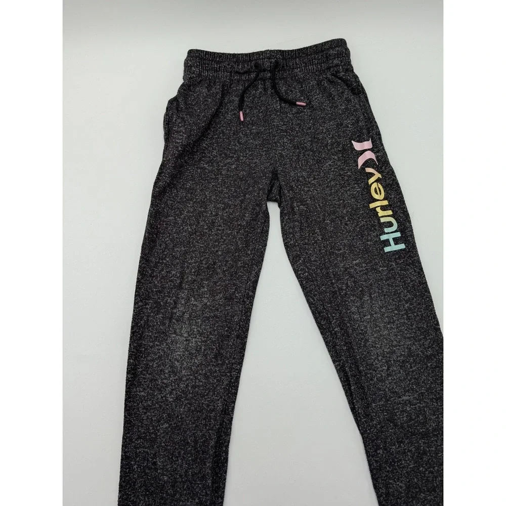 Hurley Kids Joggers Sweatpants Size M 10 12 Yrs Charcoal Rainbow Logo Activewear